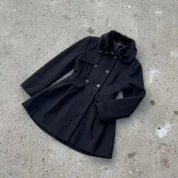 Vintage Wool Military Napoleon Jacket Black Fitted Indie Sleaze 90s Vamp - Picture 4 of 7